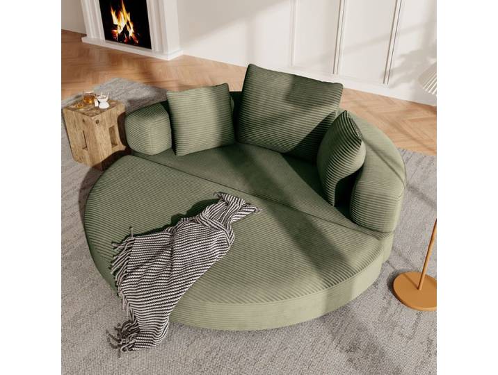 Canapé convertible - Canapé-lit pliant multifonctionnel autoportant (canapé sans structure) – Lit ovale avec coussins 173 x 176 cm