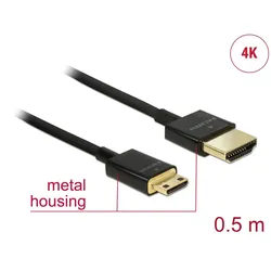 DELOCK HDMI Kabel Ethernet A -> mini C St/St 0.50m 3D 4K sli