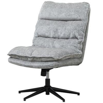 MODFU Drehstuhl Bürostuhl armlos höhenverstellbar Grau 102x64x81 cm Chenille Bezug 360 Grad Drehfunktion Kippfunktion Stahlbeine