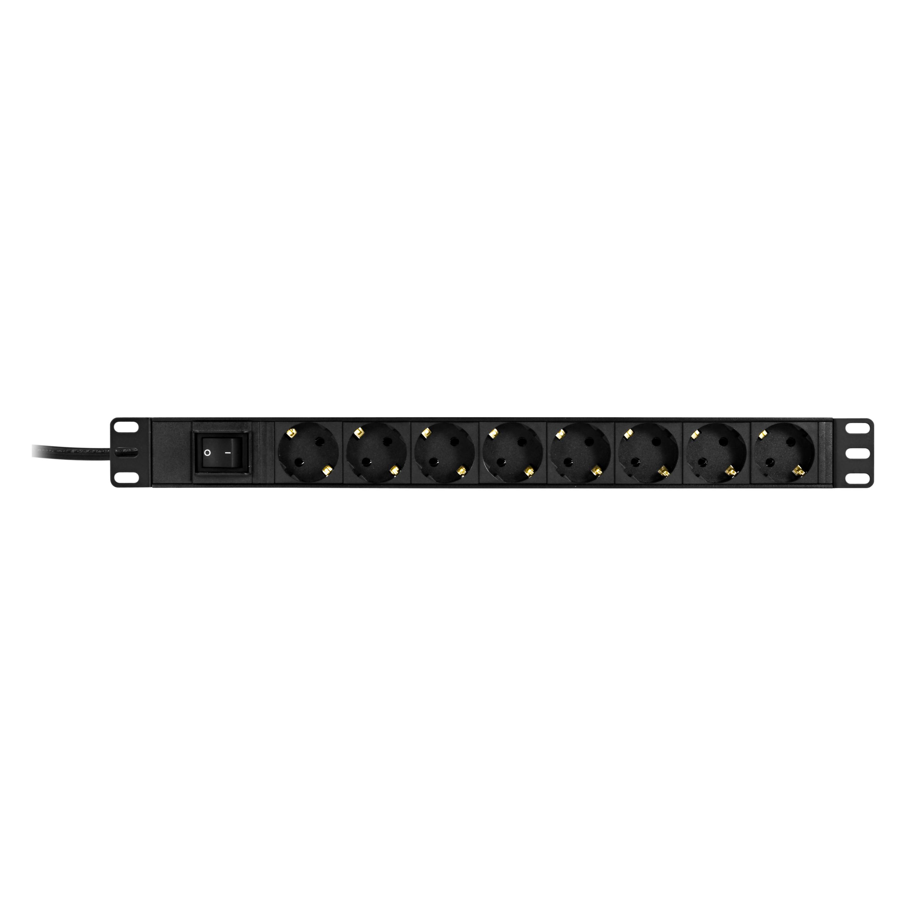 Deltaco GT-8531 power extension 6 AC outlet(s) Indoor Black (6x, CEE 7/7, 3 m) (GT-8531)