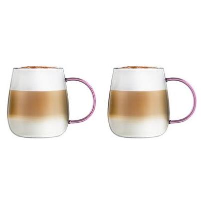 Vialli Design Bolla Set bestehend aus zwei Gläsern mit rosa Henkel 400ml (0.40 l, 2x) (57622554)