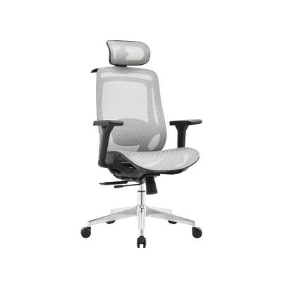 OfficeSense OS150 Ergonomischer Bürostuhl – Mesh Bürostuhl – 4D-Armlehnen – Verstellbare Sitztiefe – NEN1335 – Kopfstütze – Grau