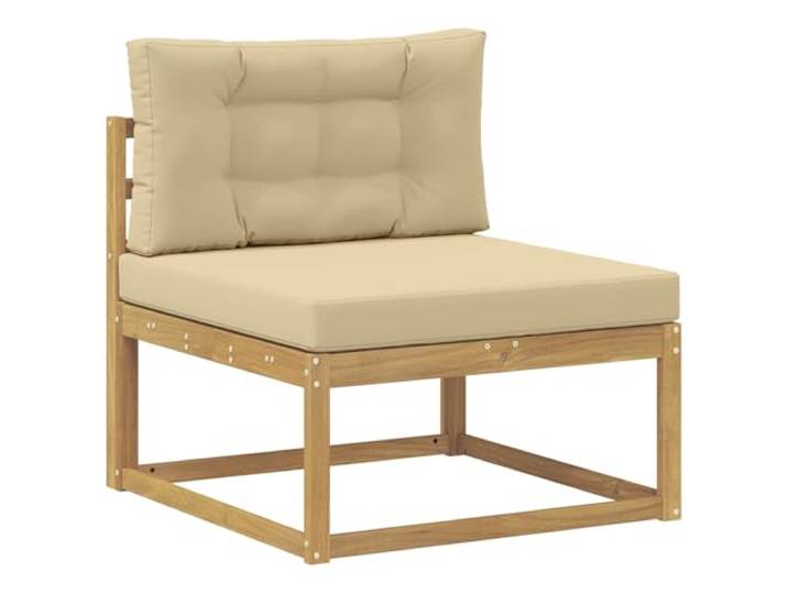 KTHLBRH Sofa-Set für den Außenbereich, 4-teilig, weiß, beige, Polyester Akazienholz, Rückenlehne Lattenrost, modular, abnehmbare Kissen, für den Garten
