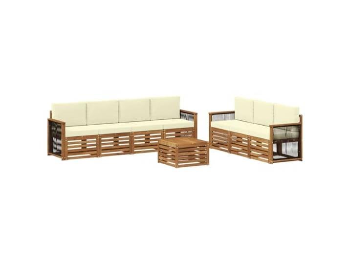 PUGYNBK Modulares Sofa für den Außenbereich, Akazienholz, 8 Stück Robuste Lackierung, modernes Design, ideal für den Garten und Terrasse, pflegeleicht