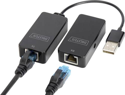 Digitus USB 2.0, Computer, Maus, Netzwerk, Notebook, Tastatur/Maus Adapter [1x USB 2.0 Buchse A, USB 2.0 Stecker A - 2x RJ45-Buchse, RJ45-Buchse