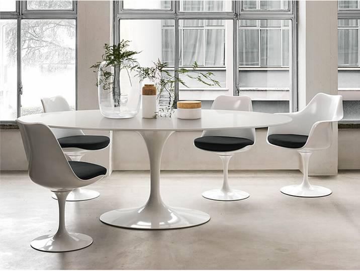 Esszimmertisch Saarinen Tulip Knoll International weiß, Designer Eero Saarinen, 198x74x121 cm