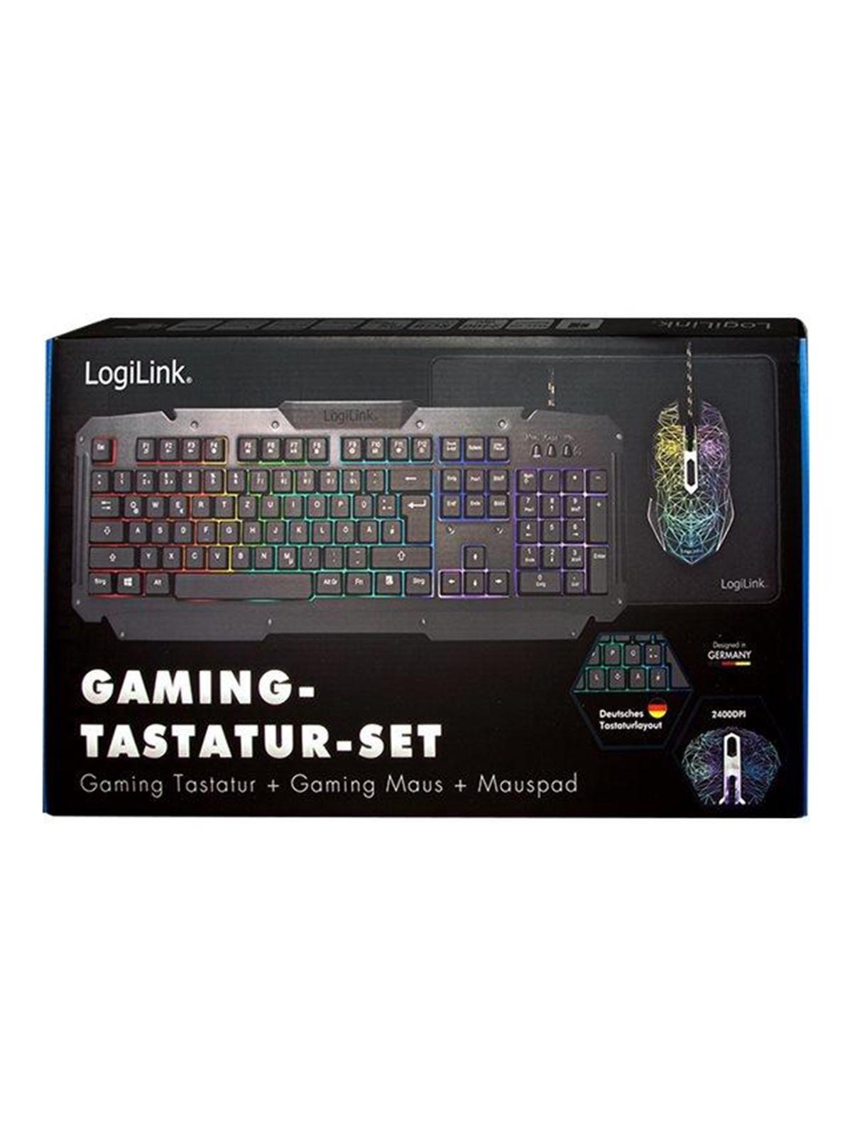 LogiLink Gaming-Set keyboard mouse and mouspad - Gaming Tastatur - Deutsch - Schwarz