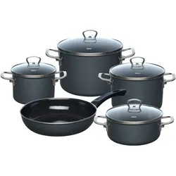 Riess Topfset 5-teilig Dark Grey Emaille