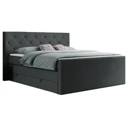 BOXSPRINGBETT KING VELEN 180/200 Dunkelgrau Struktur - H3