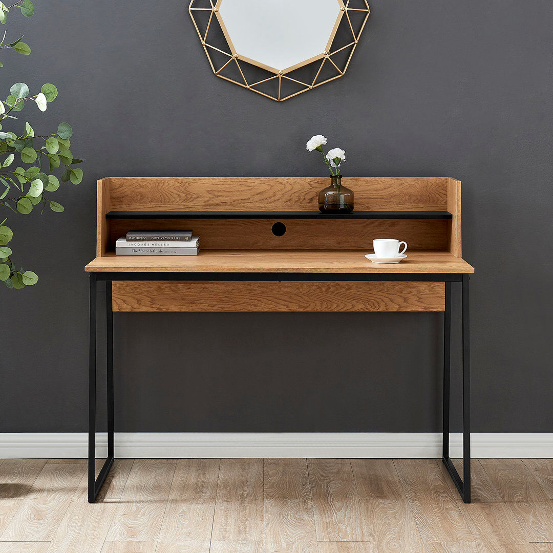 Trent Austin Design Loren Steel Writing Desk Oak 100cm H X 120cm W X 60cm D