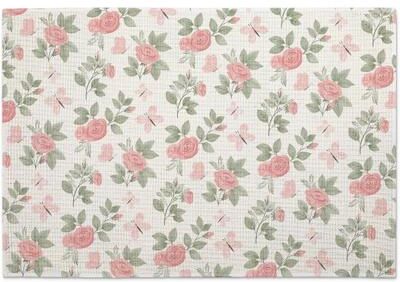 Thirstystone "4 Pack Premier Poly-Cotton Blend Fabric Placemats 18"" x 12"" Machine Washable Dryer Safe Made in The USA (Pretty Coquette)"