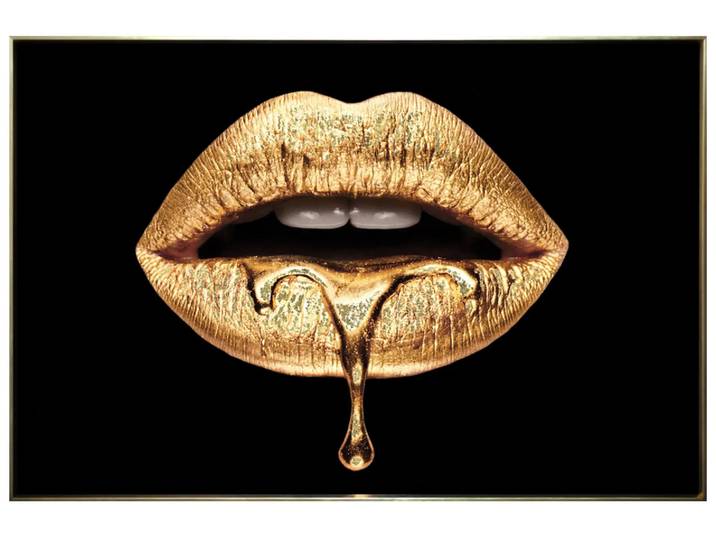 Digitaldruck auf Glas Goldene Lippen image LAND