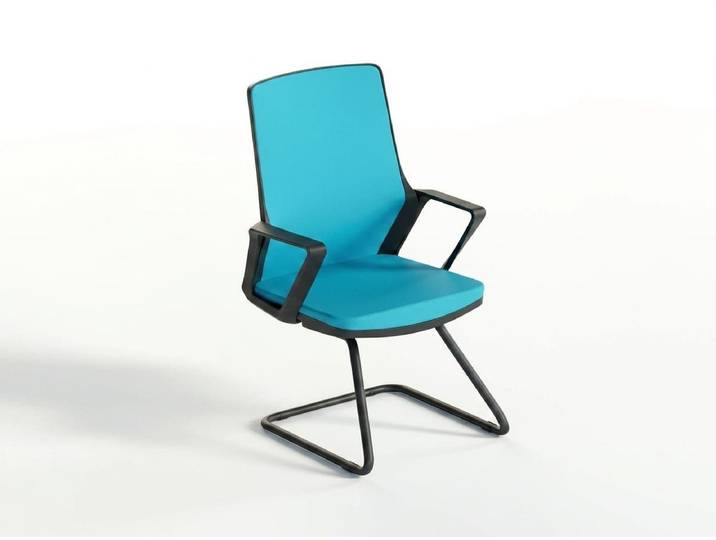 Xlmoebel Freischwinger Stuhl Blau Robust Metallgestell Modern Minimalistisch Konferenzstuhl