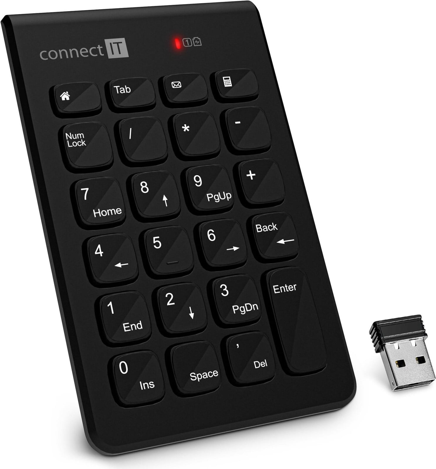 Connect IT NumCALC draadloos numeriek toetsenbord - Zwart