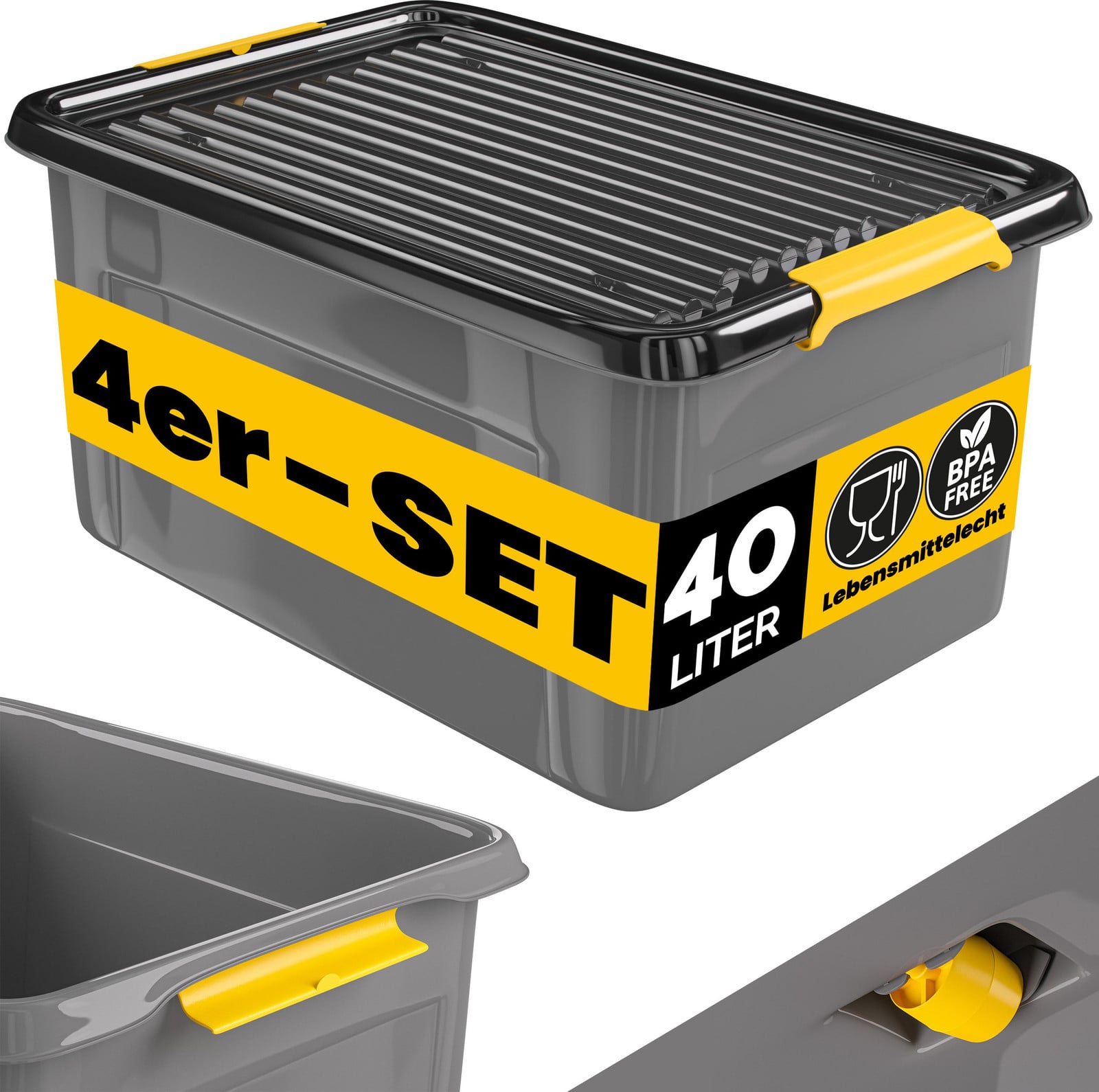 Monzana Opbergbox met deksel, 2 stuks, 40 liter