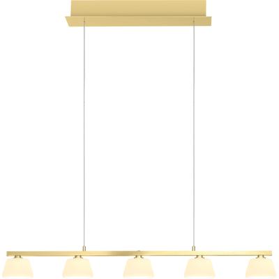LED Pendelleuchte "JANE", gold (champagnerfarben), 5, 1 Stk., HELL HÖLLISCH GUTES LICHT, Leuchten, Tastdimmer, Dim to warm, Stufenlos höhenverstellbar, LED Pendelleuchte