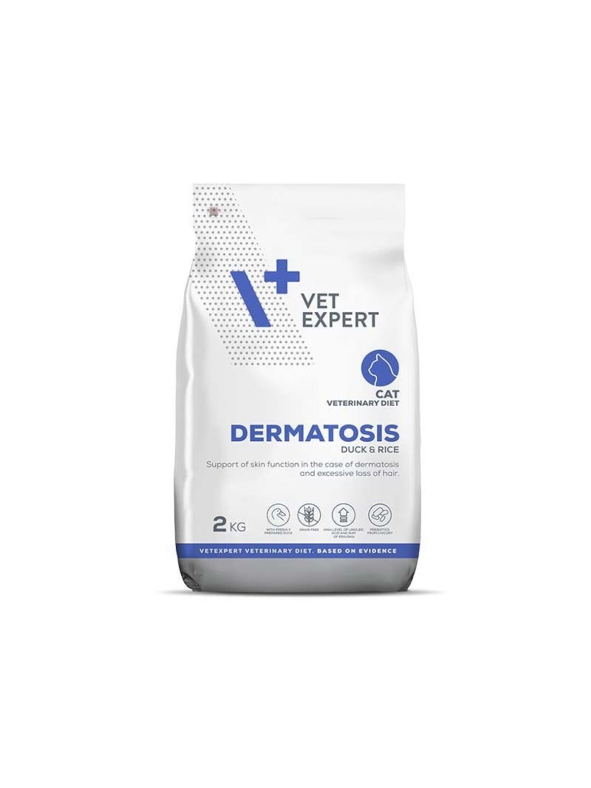 VetExpert Veterinary Diet Dermatosis Cat Ente & Reis - Trockenfutter für Katzen - 2kg
