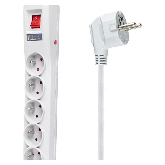 Libox Steckdosenleiste mit Überspannungsschutz, 5 Steckdosen, 5 m, weiss (LBR-5) (5x, CEE 7/3, CEE 7/4, 5 m) (LBR-5)