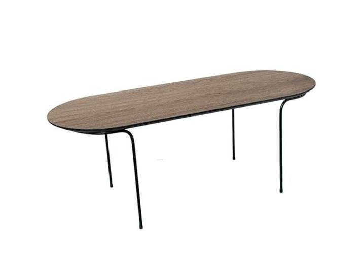 DRW Couchtisch aus Metall und Holz-Finish in Natur und Schwarz, 38 x 100 x 40 cm