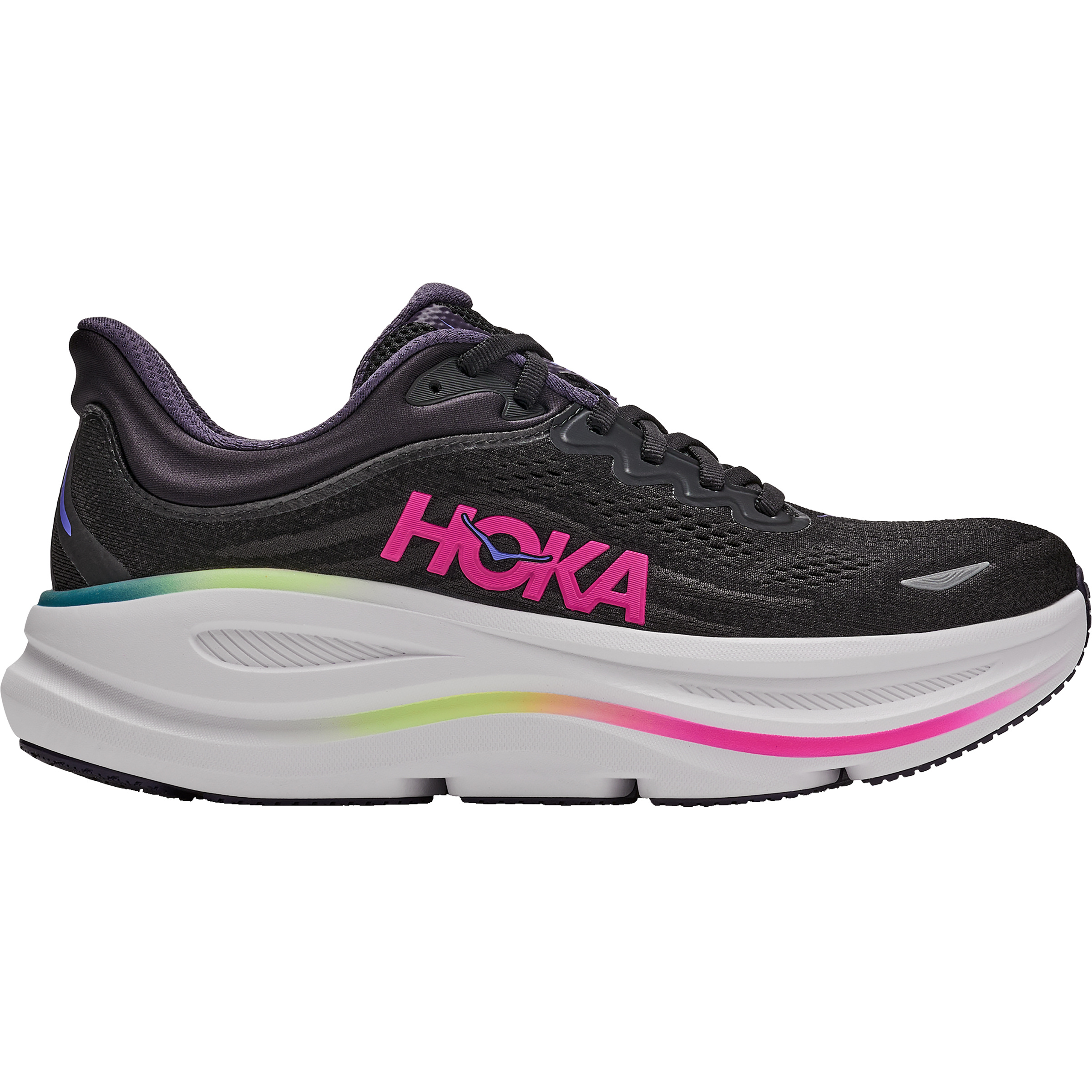 Hoka Bondi 9 Damen Laufschuhe black-neon dragonfruit Größe 40.5 Laufen Atmungsaktiv