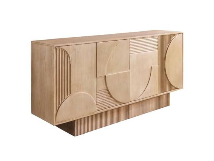Riess Ambiente Sideboard Art Deco - 170x80x38cm - weiß gekälkt - Mangoholz Montiert geliefert, natürliche Maserung, edle Optik, lackierte Oberfläche, modernes Design
