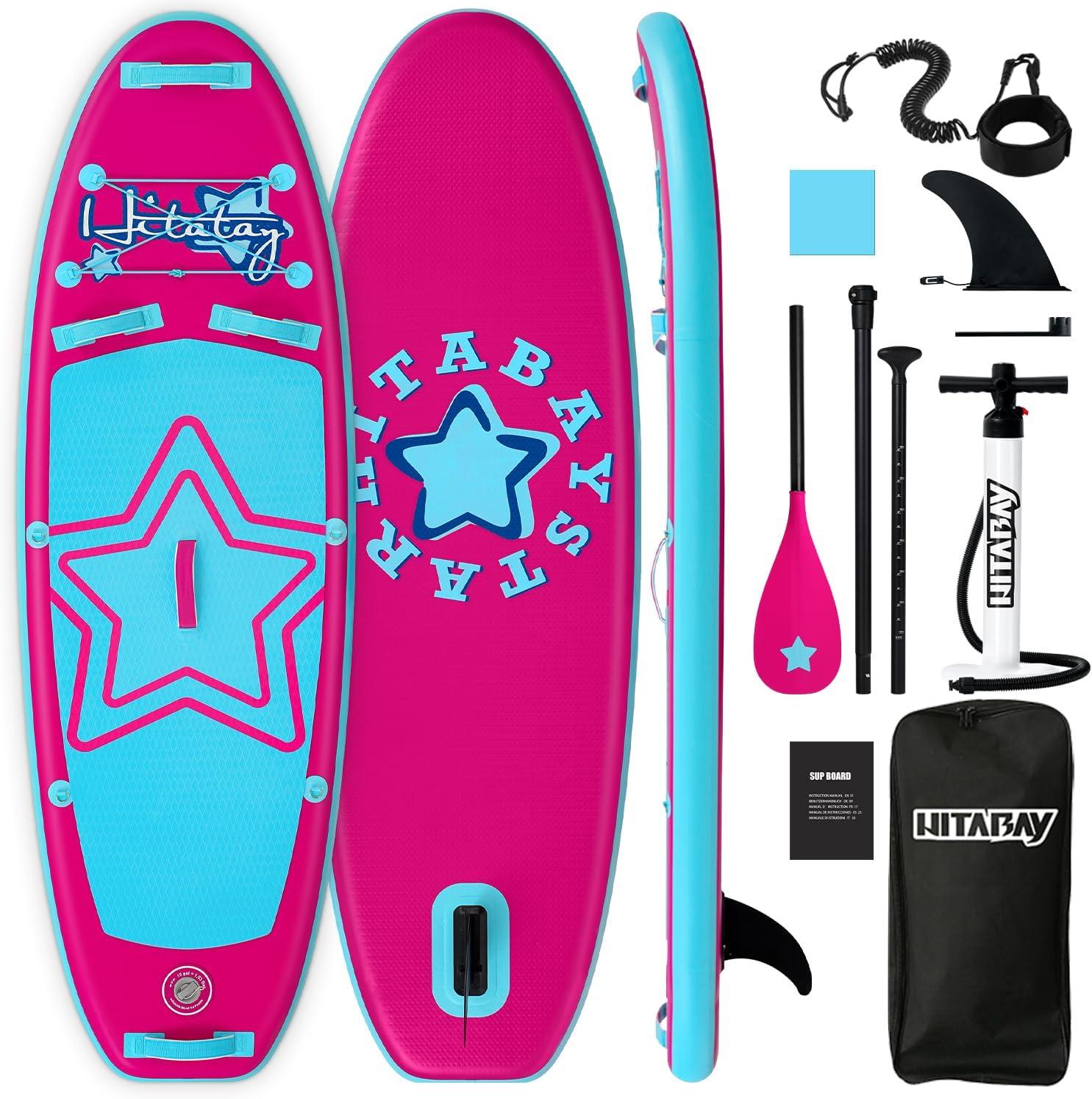 Stand-Up-Paddle-Board-Set für Jugendliche und Kinder, SUP-Set inklusive vollständigem Zubehör, geeignet für Gewichte von 75 kg/80 kg/120 kg, aufblasbares SUP-Board für Kinder