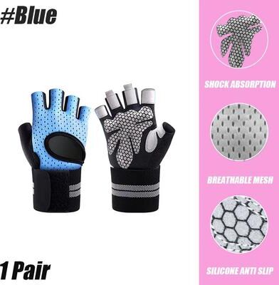 Inspire Select Weightlifting Gym Gloves With Wrist Support Full Palm Workout Gloves For Men & Women CrossFit Fitness Training blue m
