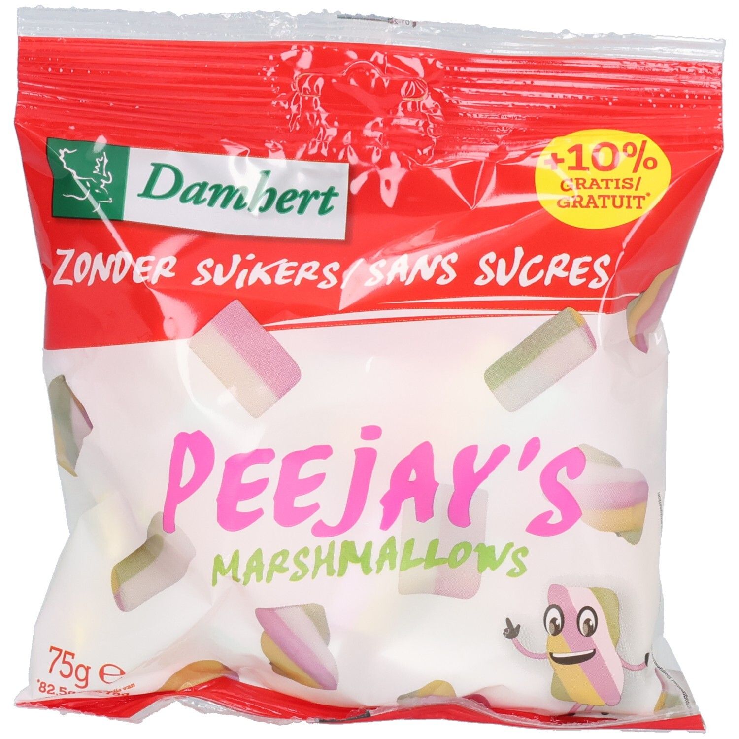 Damhert Peejay's Marshmellows Zonder Suiker 75 g Bonbons