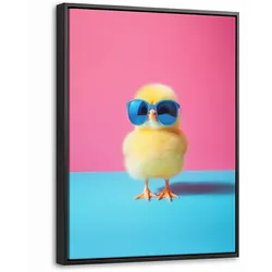 LEINWAND Bilder mit Rahmen - Chick - Sonnenbrille - Blau - 30x40