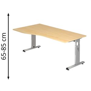 Hammerbacher Schreibtisch O-Serie, ahorn / silber, höhenverstellbar, Freiform, 180 x 65-85 x 100 cm