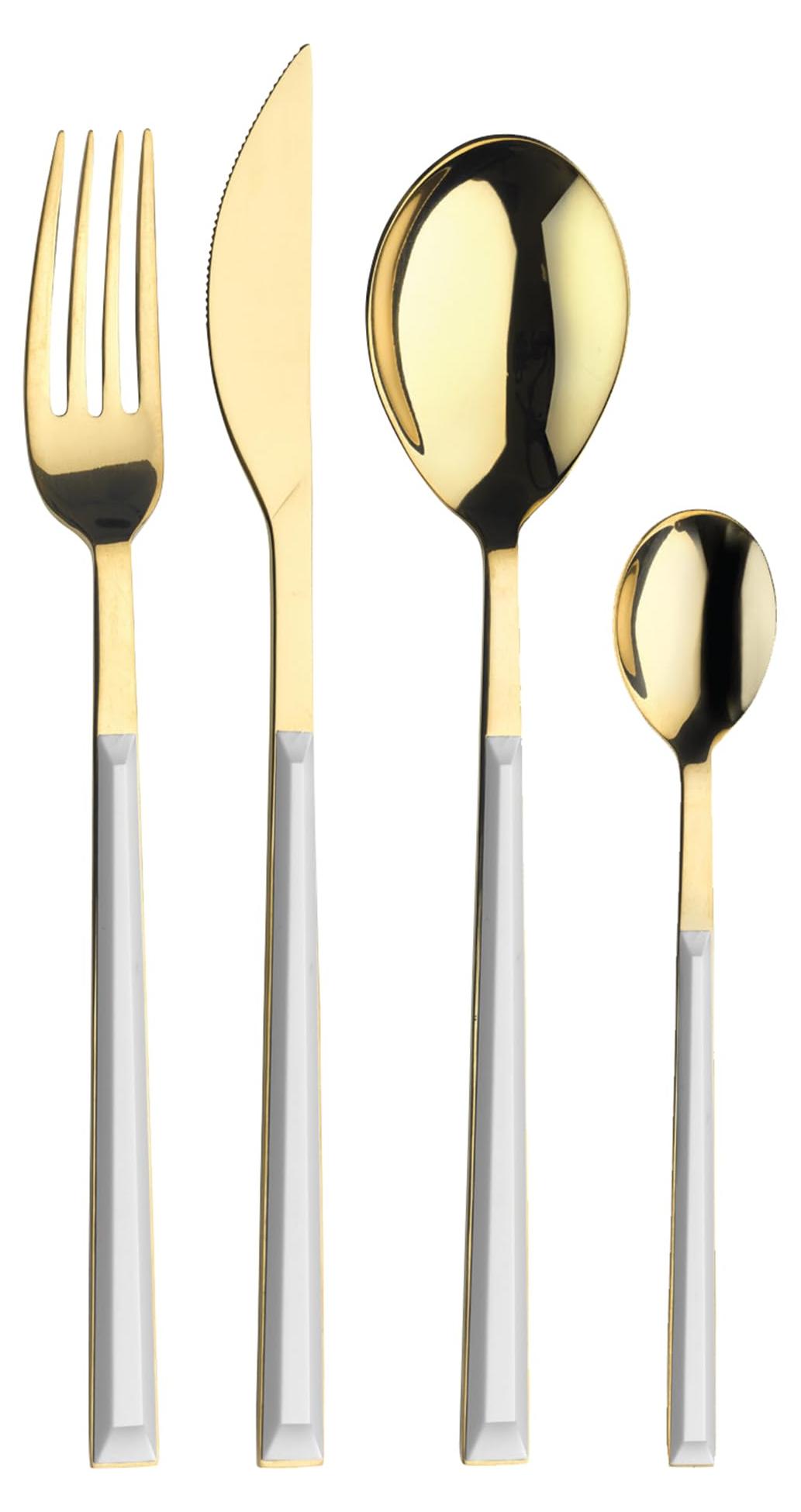 24-teiliges Besteckset Sushi Queen, Gold-Weiß, spülmaschinengeeignet