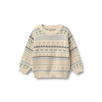 Sweater WHEAT "WHEAT Jacquard Pullover August", Jungen, Gr. 104, sandshell, 100% Baumwolle, Rundhals, Sweatshirts Sweater