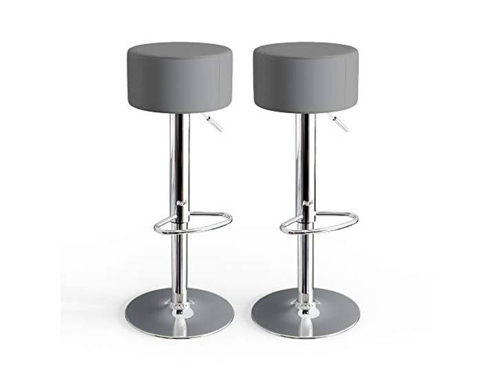 Vicco Barhocker-Set, Grau 33 x 92 cm 2 Teilig, mit Fußstütze und höhenverstellbarer Sitzfläche