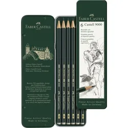 FABER-CASTELL Bleistift 9000 VE=6 Stück Blechetui