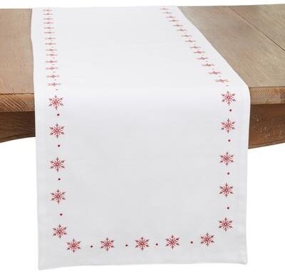 Saro Lifestyle Frosty Flurries Embroidered Table Runner