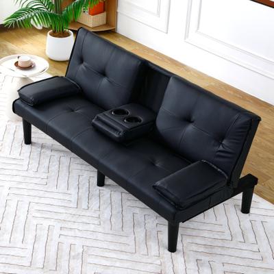 Kodotan sofa The 67-Inch Pvc Multi-Functional Sofa Bed,With A Foldable And Cup Holder Design