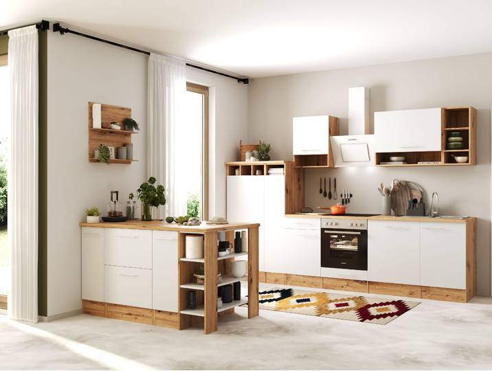 Inselküche Hilde Variante B 310cm Weiß/Weiß