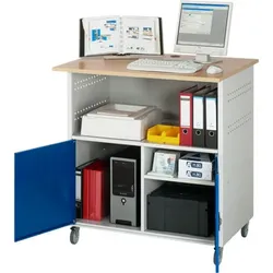 Computer-Tisch Modell 1023, RAL 7035 / RAL 5010, fahrbar, 1100 x 800mm