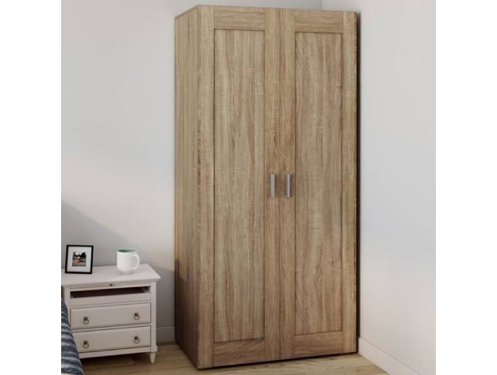 IDMARKET Armoire 2 portes VITO hêtre penderie 80 cm avec étagères rangement maxi capacité