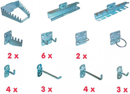 GÜDE Crochet - Lot d&amp;#039;accessoires pour panneau a perforations carrées 40768