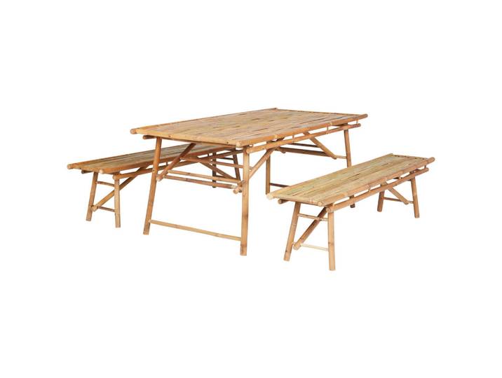 Beliani Gartenmöbel SET 4-Sitzer Bambusholz hellbraun Tindari, Hellbraun, Holz, Gartenmöbel, Gartengarnituren, Gartenmöbel-Sets