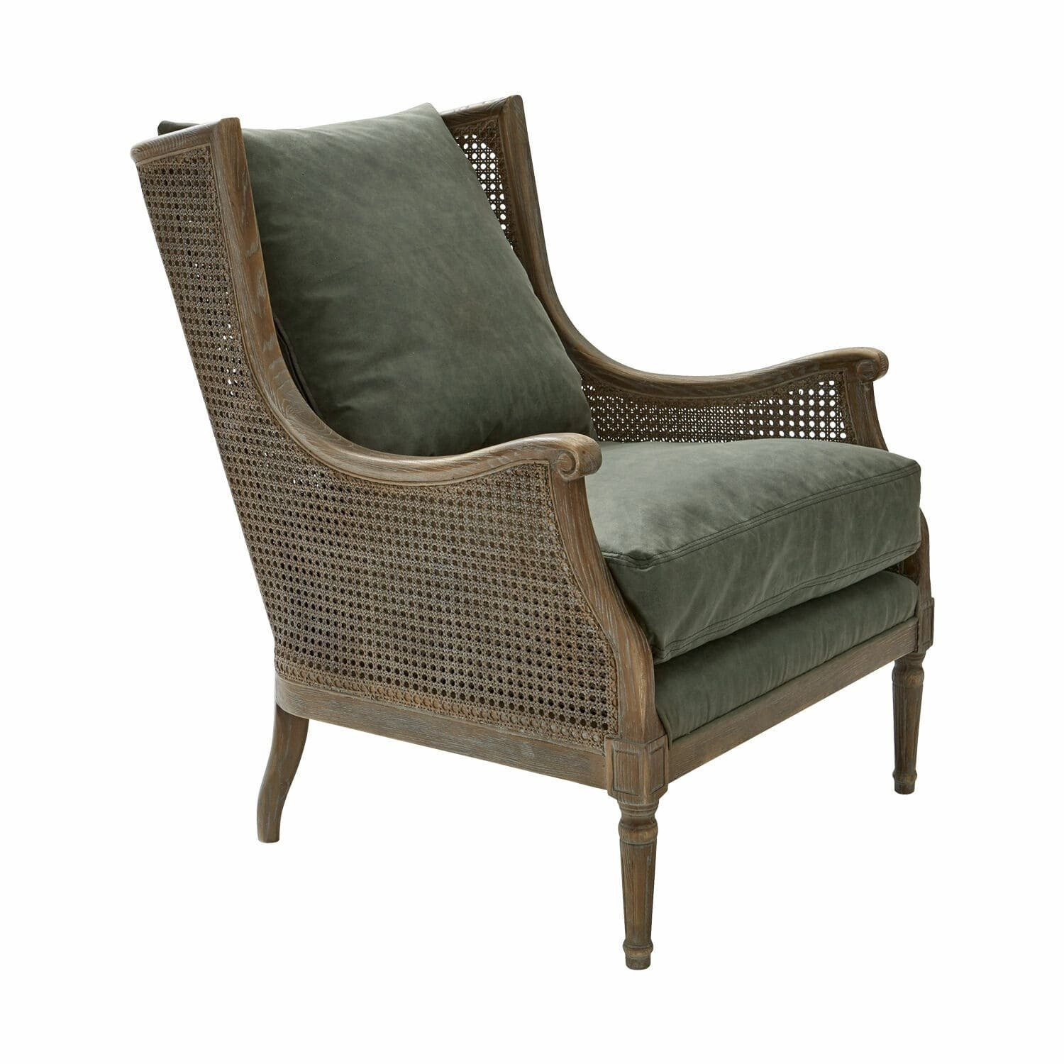 Loberon Fauteuil Greenbrier Shabby Chic in antiekbruin/groen