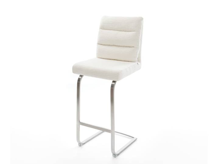 Barstuhl Pela-Flex Bouclé Soft Beige Freischwinger Flach Edelstahl Silberfarben, Barstühle