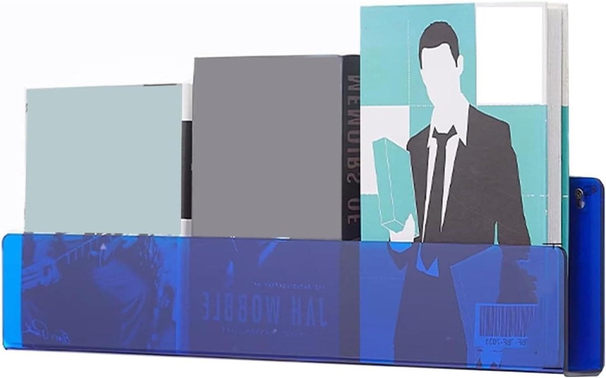 Acryl Magazine Wandhouder Blauw - Documenten Organiseren - L70cm