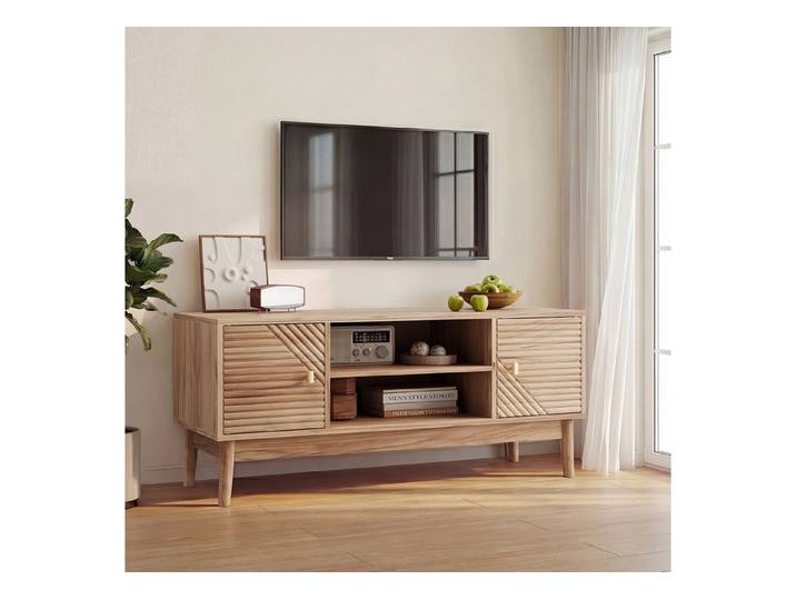 MODFU TV-Schrank Mid-Century Modern TV-Ständer (TV-Ständer mit Stauraum Eiche, 1-St) mit Stauraum
