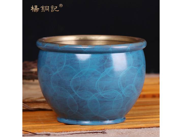 Vase bleu, vase en cuivre, bol à trésors créatif pour le bureau, porte-stylo