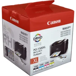 4 Canon Tinten 9182B010 PGI-1500XL Multipack KCMY
