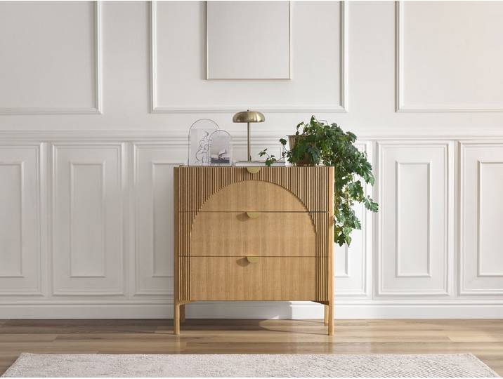 Commode 3 tiroirs LOLA plaqué frêne