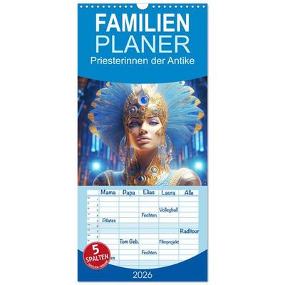 Familienplaner 2026 - Priesterinnen der Antike. Prachtvolle Fantasy-Portraits mit 5 Spalten (Wandkalender, 21 x 45 cm) CALVENDO