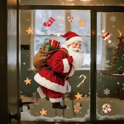 Uplifted Finds Santa Claus Candy Gifts Gingerbread Window Sticker Christmas Decoration Santa Claus Candy Gifts Gingerbread Window Sticker Christmas Decoration